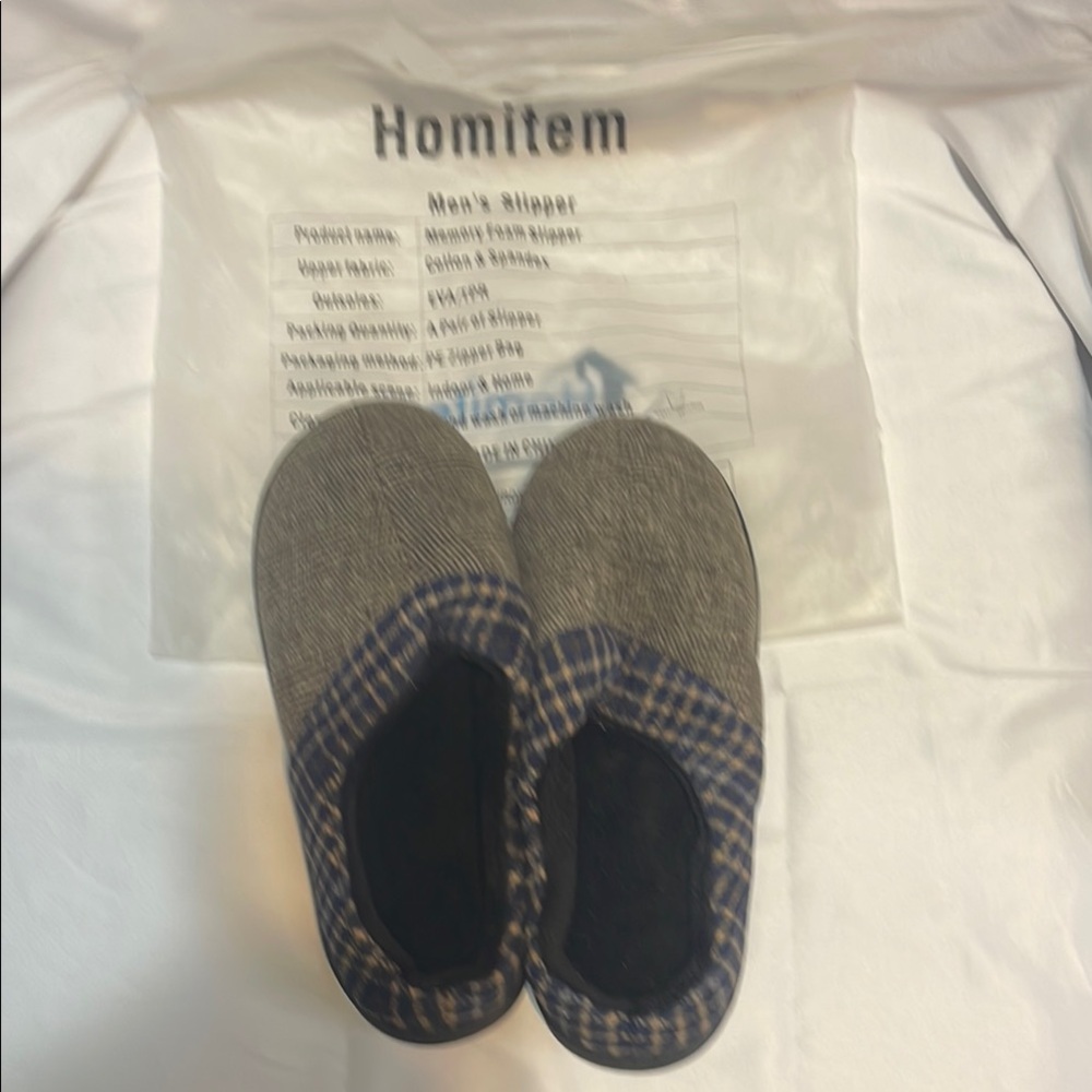 Homitem Men's Slippers in Gray and Blue